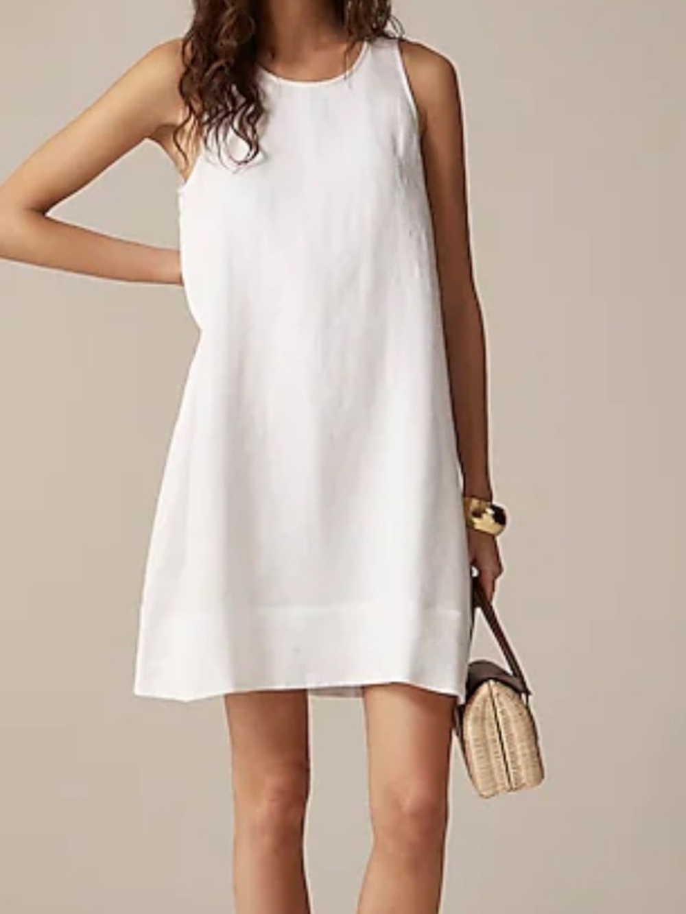 J.Crew Dress Womens S White Linen Tank Shift Button Back Lined Casual Summer